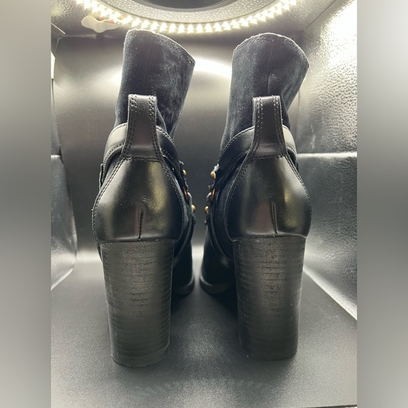 UGG Dandridge Suede Block Heel Harness Ankle Boots in Black Size 7.5 - Picture 6 of 9